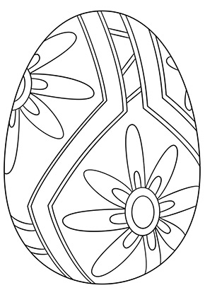 Ausmalbild Osterei mit Blumen