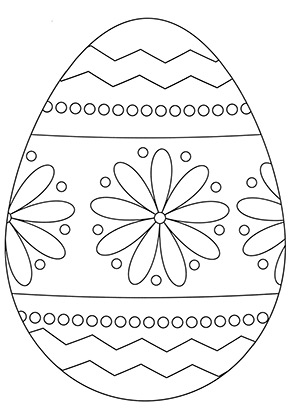 Ausmalbild Osterei mit Blumenmuster