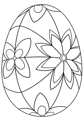 Ausmalbild Osterei mit bunten Blüten