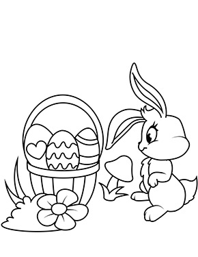 Ausmalbild Osterhase mit Osterkorb
