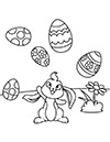Ausmalbilder Osterhase jongliert mit 5 Eiern