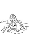 Ausmalbilder Osterhase mit Ei auf Kopf