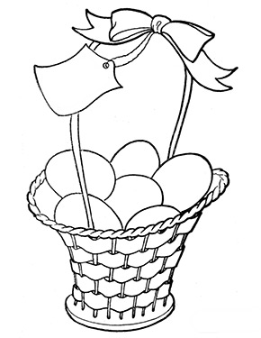 Ausmalbild Osterkorb mit Grusskarte