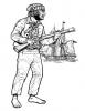 Ausmalbild Pirat mit Gewehr