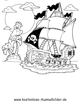 Ausmalbild Piratenschiff