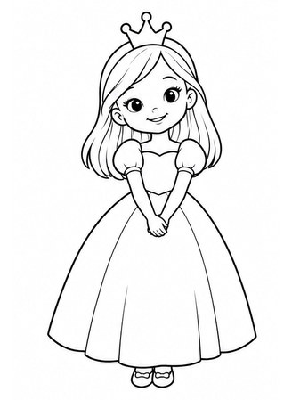 Ausmalbild Einfache Prinzessin mit gefalteten Händen