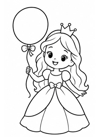 Ausmalbild Prinzessin mit Luftballon