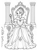 Ausmalbild Prinzessin auf verziertem Königsthron