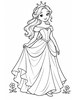 Ausmalbild Prinzessin im fliessenden Märchenkleid