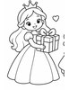 Ausmalbild Prinzessin mit Geschenkpaket