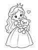 Ausmalbild Prinzessin mit Teddybär