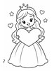 Ausmalbild Prinzessin mit grossem Herz