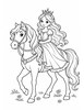 Ausmalbild Prinzessin reitet auf geschmücktem Pferd
