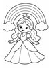 Ausmalbild Prinzessin unter dem Regenbogen