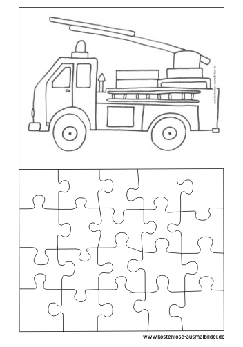 Ausmalbild Puzzle Vorlage Feuerwehrauto