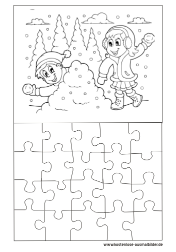 Ausmalbild Puzzle Vorlage Winter