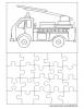 Ausmalbild Puzzle Vorlage Feuerwehrauto