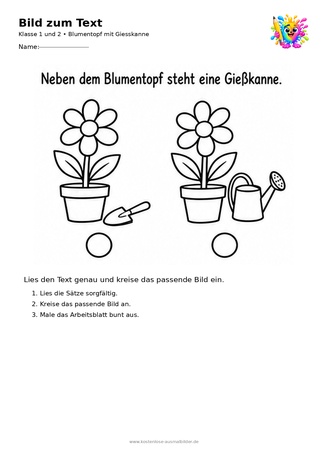 Ausmalbild Blumentopf mit Giesskanne