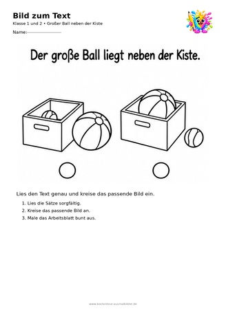 Ausmalbild Grosser Ball neben der Kiste