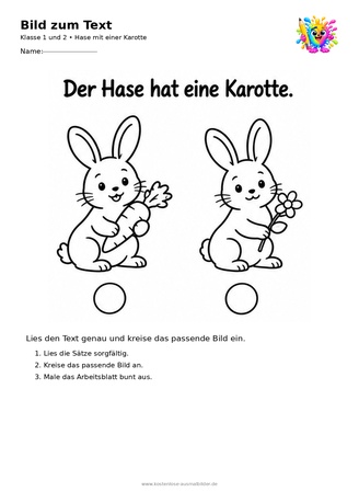 Ausmalbild Hase mit einer Karotte