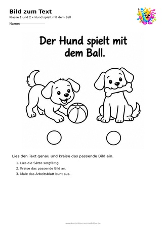 Ausmalbild Hund spielt mit dem Ball