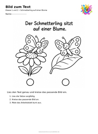 Ausmalbild Schmetterling auf einer Blume