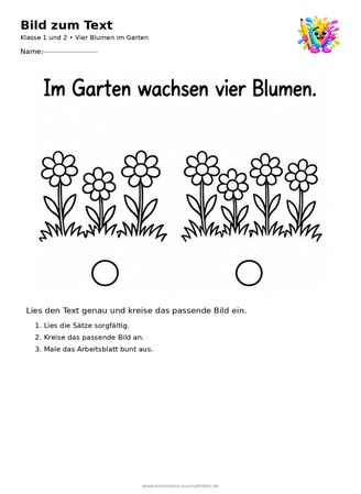 Ausmalbild Vier Blumen im Garten