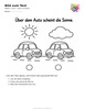 Ausmalbild Auto mit Sonne