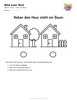 Ausmalbild Haus mit Baum