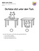 Ausmalbild Katze unter dem Tisch