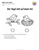 Ausmalbild Vogel auf einem Ast