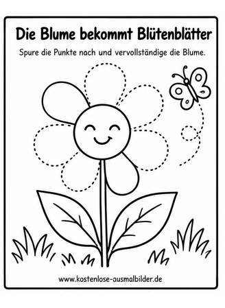 Ausmalbild Blume Blütenblätter nachspuren und ausmalen