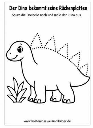 Ausmalbild Dinosaurier Rückenplatten nachspuren