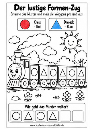 Ausmalbild Formenmuster Zug ausmalen