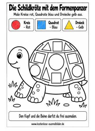 Ausmalbild Schildkröte mit Formenpanzer ausmalen