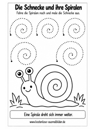 Ausmalbild Schnecke Spiralen nachspuren