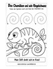 Ausmalbild Chamäleon Spiralen nachspuren