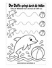 Ausmalbild Delfin Wellenlinien nachspuren