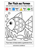 Ausmalbild Fisch mit geometrischen Formen ausmalen