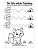Ausmalbild Fuchs Zickzacklinien nachspuren