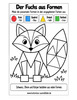 Ausmalbild Fuchs aus geometrischen Formen ausmalen