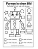 Ausmalbild Grundformen im Roboter erkennen