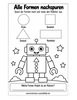 Ausmalbild Grundformen nachspuren mit Roboter