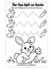 Ausmalbild Hase Zickzackwege nachspuren