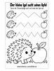 Ausmalbild Igel Zickzackwege nachspuren