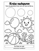 Ausmalbild Kreise nachspuren mit Ball und Sonne