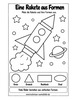 Ausmalbild Rakete aus geometrischen Formen ausmalen