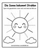 Ausmalbild Sonne Strahlen nachspuren und ausmalen