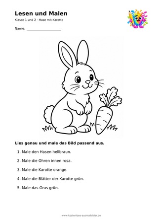 Ausmalbild Hase mit Karotte