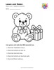 Ausmalbild Teddybär mit Geschenk